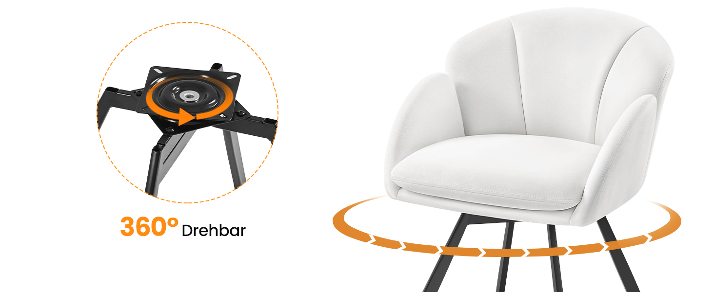 Крісло офісне Yaheetech, біле, 360° обертання, з м'яким сидінням, для дому/офісу