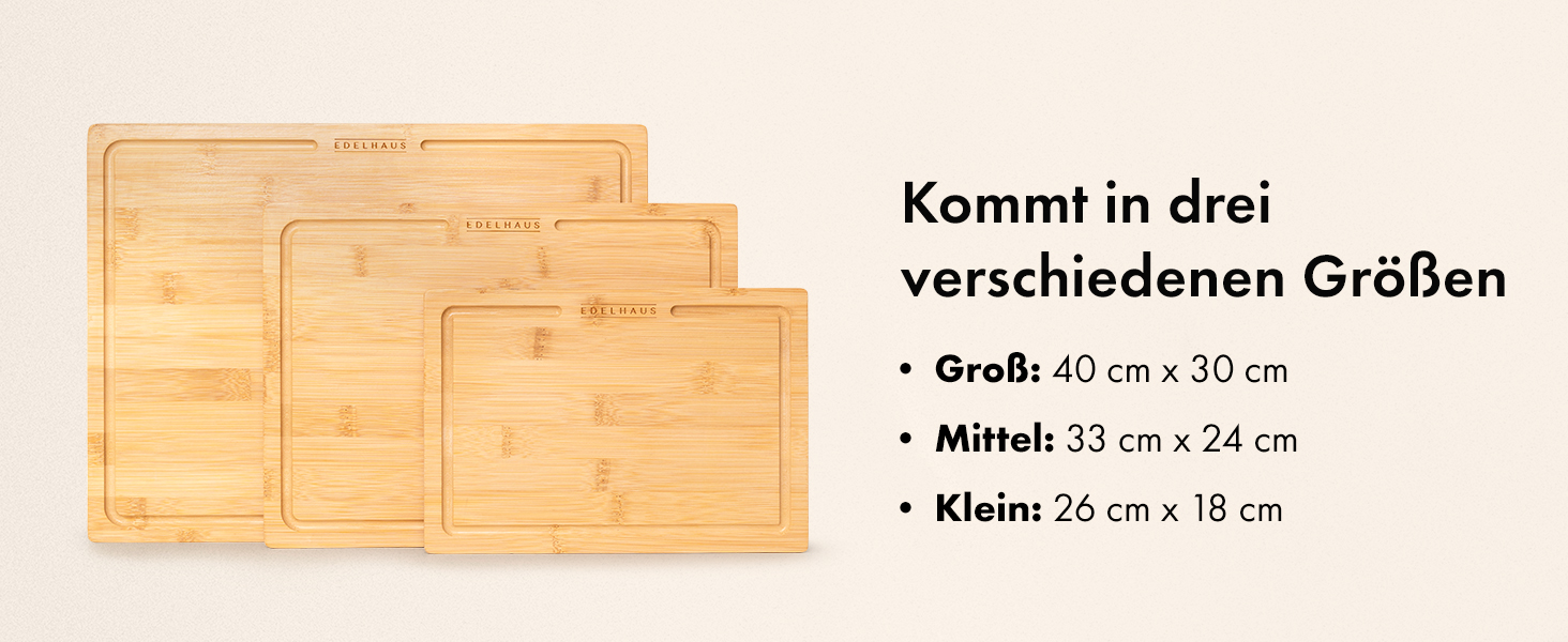 Набір дерев'яних обробних дощок 3 шт. (40x30см / 33x24см / 26x18см) з масиву акації, 2 см товщиною, з канавкою для соку - кухонні обробні дошки, дизайн, набір обробних дощок з дерева, бамбук