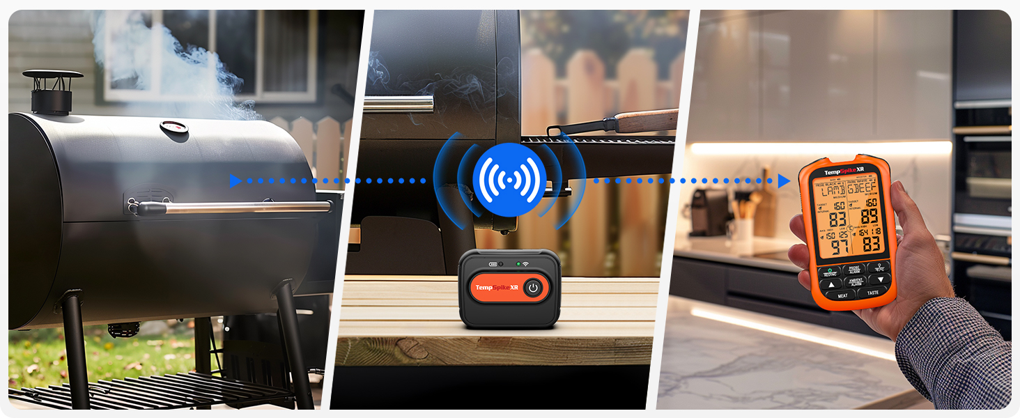 ThermoPro TempSpike Бездротовий термометр для гриля з радіусом 300м, цифровий, з двома зондами, для приготування м'яса, BBQ, рідини та кухні. Можливість посилення сигналу до 600м.