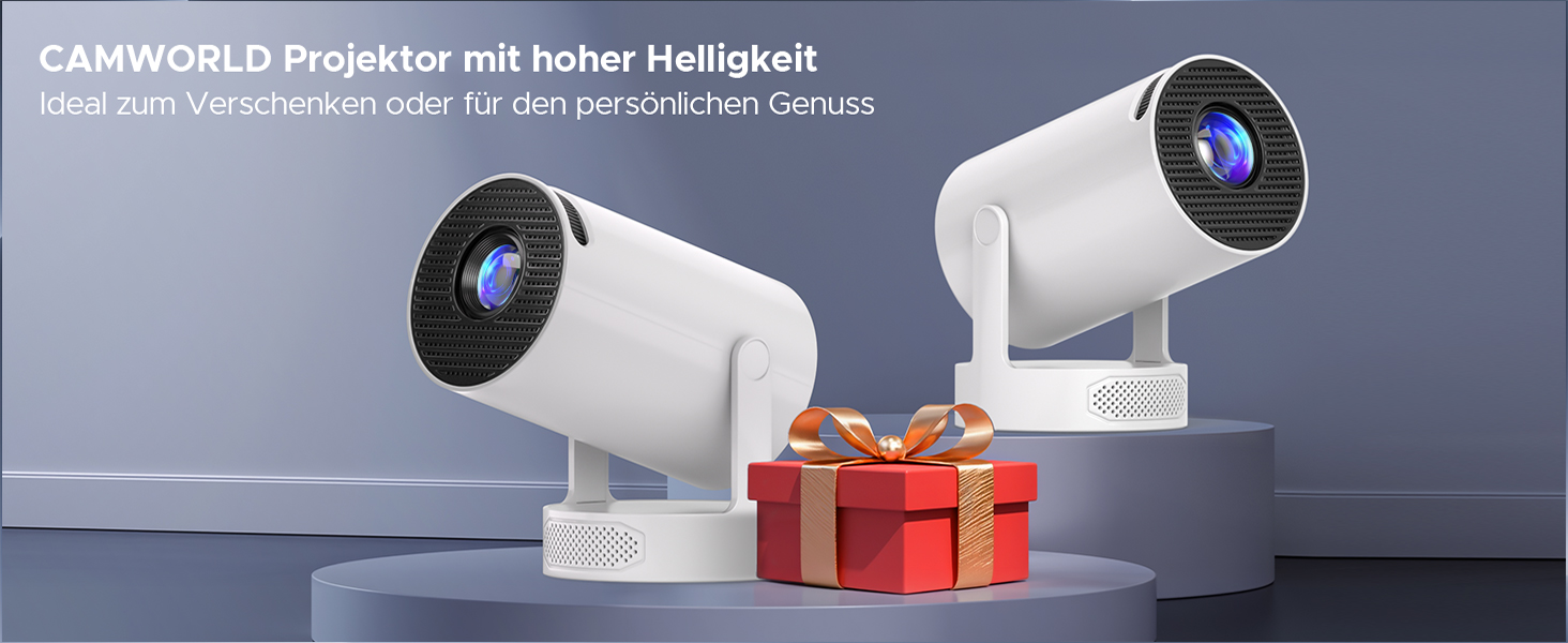 Портативний проєктор Mini Beamer з динаміком, підтримка 1080P/4K, Auto Keystone, WiFi 6, Bluetooth 5.0, 220° обертання, для домашнього кінотеатру та використання на вулиці