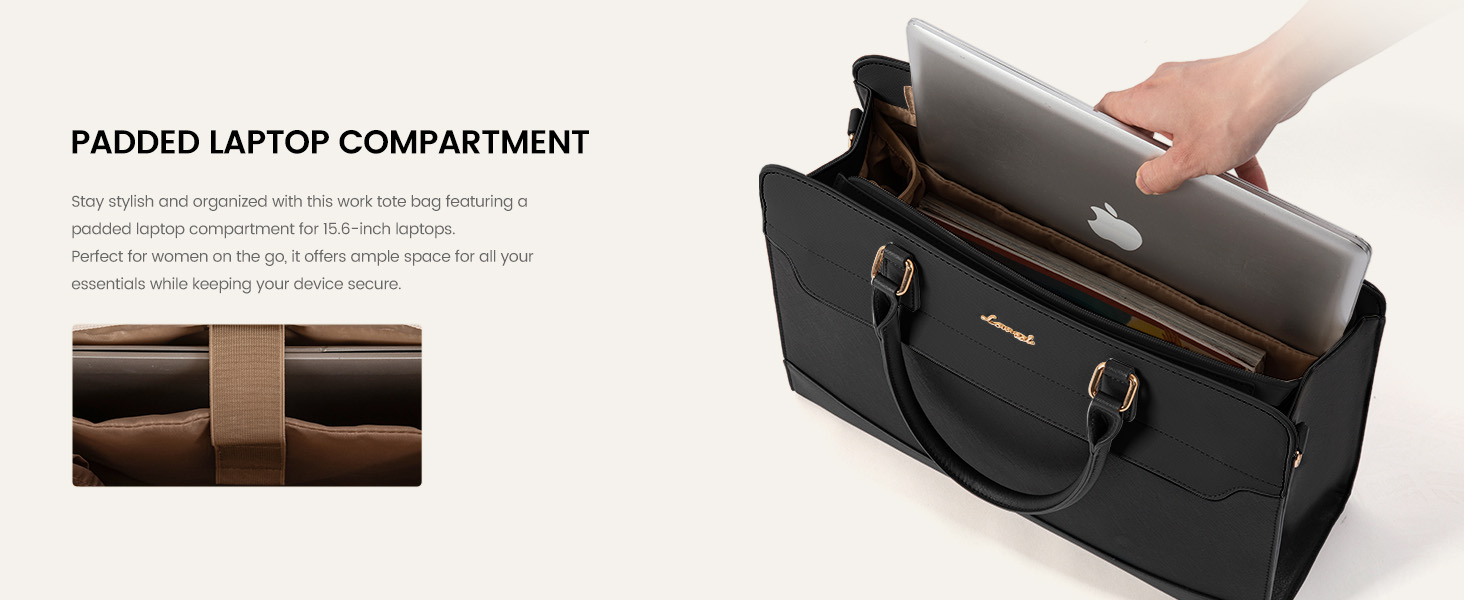 Сумка LOVEVOOK для жінок, велика, 15.6 дюймів, для ноутбука, робоча, елегантна, однотонна, шкіряна, для школи, офісу, ділових поїздок, shopper, tote bag (15.6 дюймів, фіолетово-чорна)