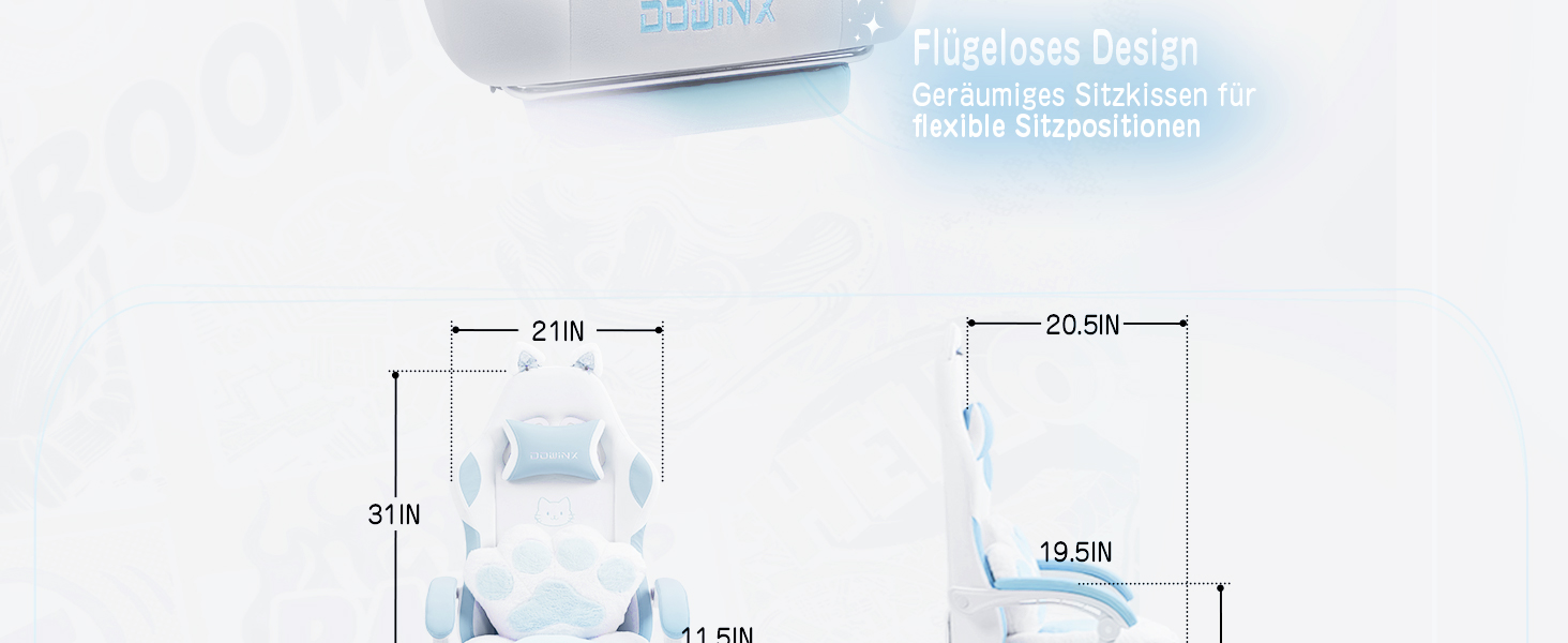 Ігровий крісло Dowinx з підніжкою, комфортний ігровий сідло для ПК, рожево-білий, для дорослих