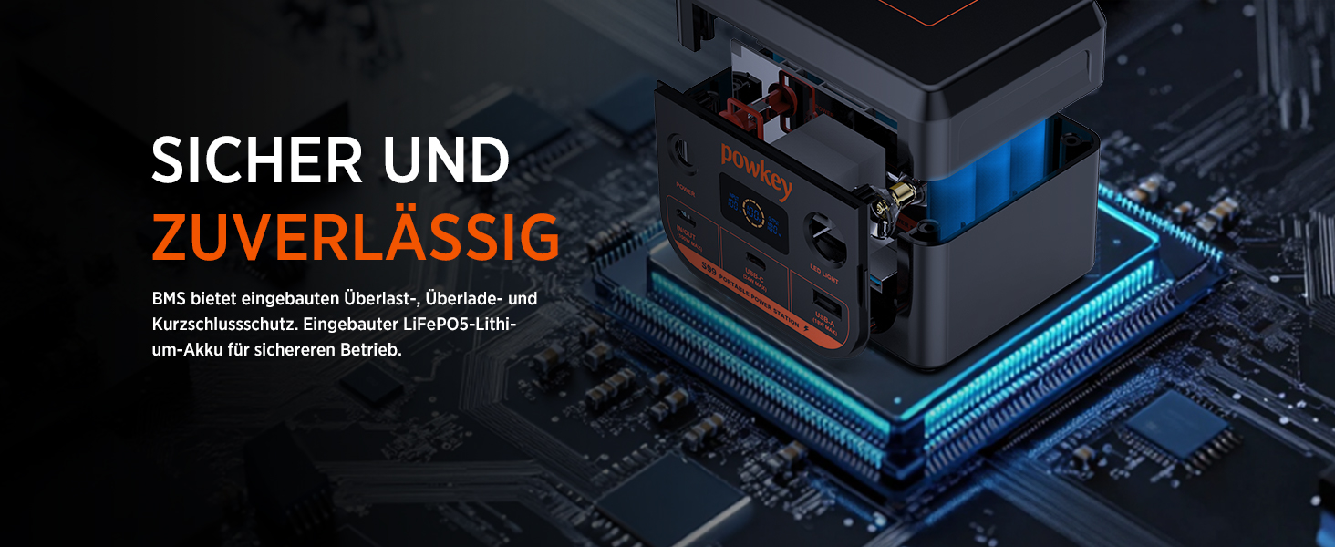 Портативна електростанція POWKEY 30000mAh з LiFePO4 акумулятором, 100W USB-C, LED-ліхтар для ноутбуків, iPhone, MacBook, Samsung та інших пристроїв