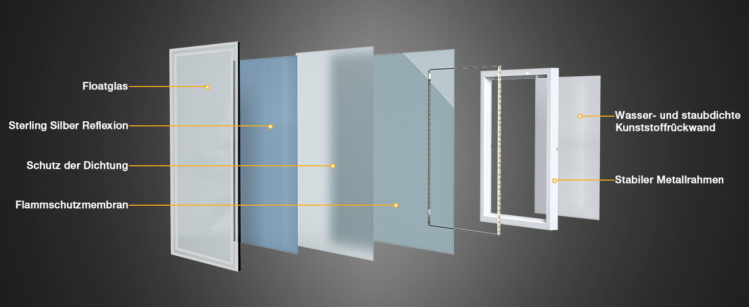 LED дзеркало для ванної кімнати з підсвічуванням 50x70 см, 3 кольори світла, регулювання яскравості, проти запотівання, сенсорне/кнопкове керування