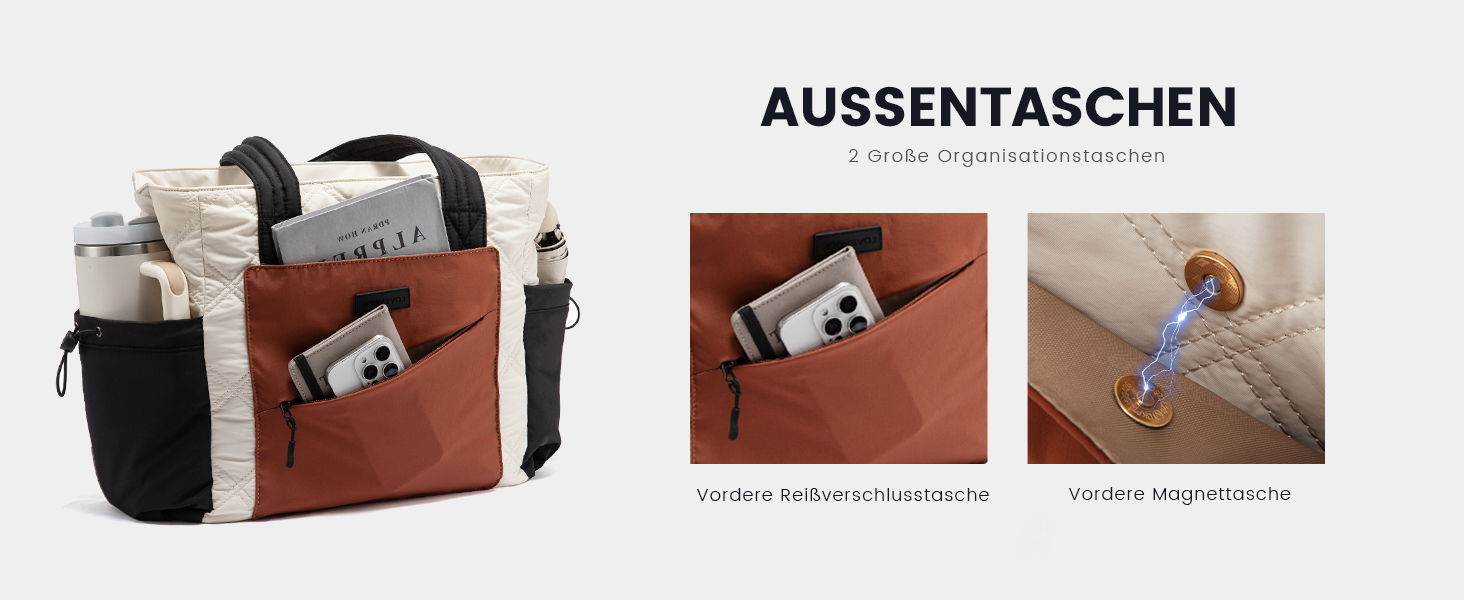 Сумка-шопер LOVEVOOK для жінок: велика, легка, для ноутбука 15,6/17,3 дюймів, робоча/університетська, для роботи, навчання, подорожей (бежево-зелений)