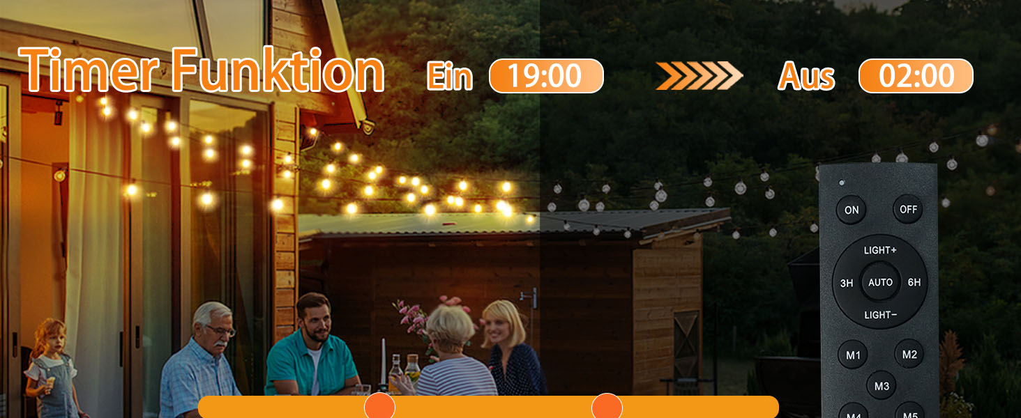 LED гірлянда для зовнішнього використання, G40 лампочки, ABS пластик, сонячна, вологостійка, для романтичного декору саду та балкону (24V, 20M, 33 лампочки)