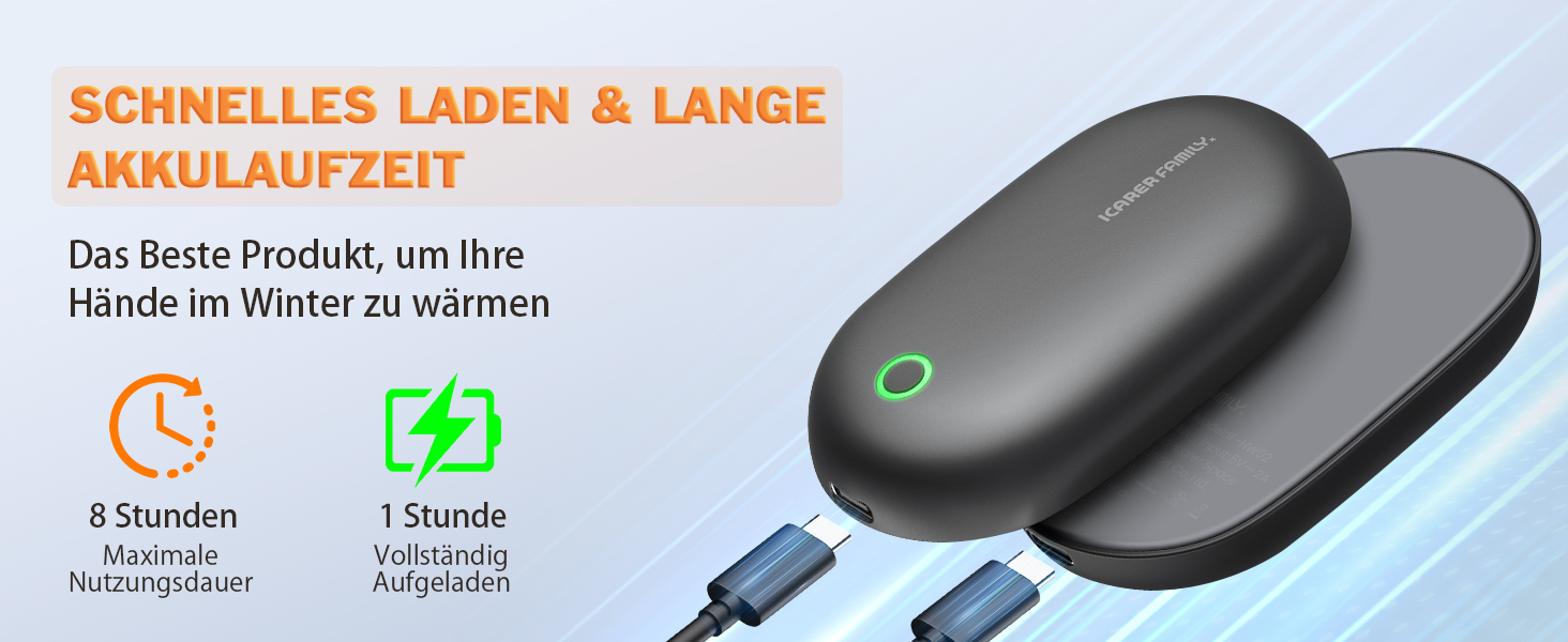 Електричні грілки для рук 2 шт. 5000 mAh, роздільні, з магнітом, швидкий нагрів, багаторазові з шнурком, ультракомпактні для активного відпочинку взимку