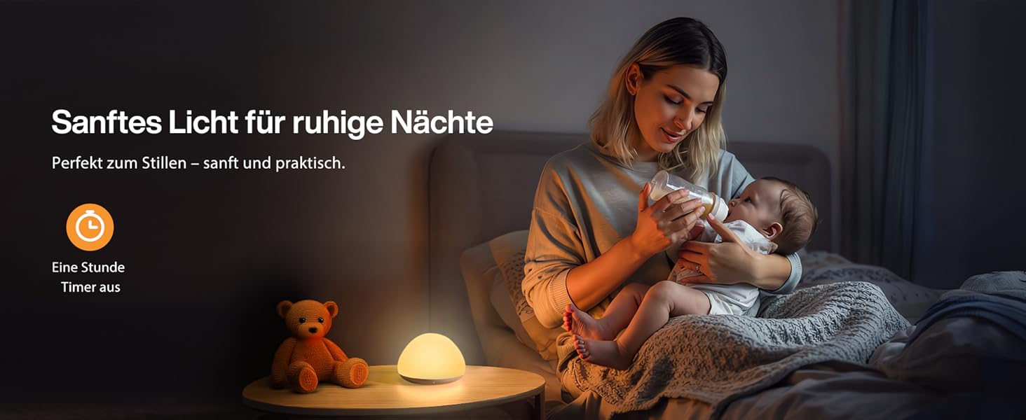 Нічник дитячий JolyWell RGB, силіконовий, USB акумулятор, з таймером, димування, сенсорний, для ліжечка, декор кімнати, подарунок білий