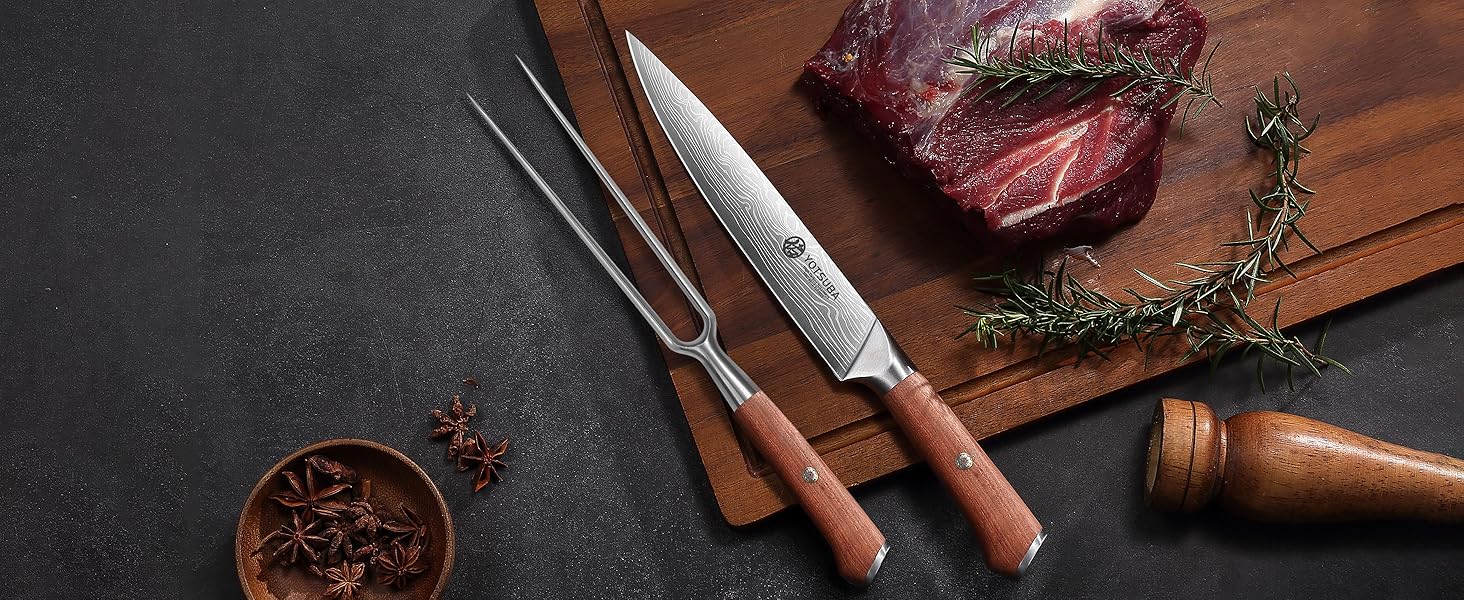 Набір кухонних ножів YOTSUBA Profi з дерев'яним блоком та точилкою, ножиці, набір кухонних ножів з нержавіючої сталі, 33 см