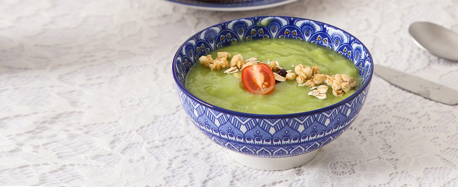 Посуд Vancasso Mandala, 16 предметів, порцеляновий набір для 4 осіб, блакитний, богемський стиль, ручна розпис