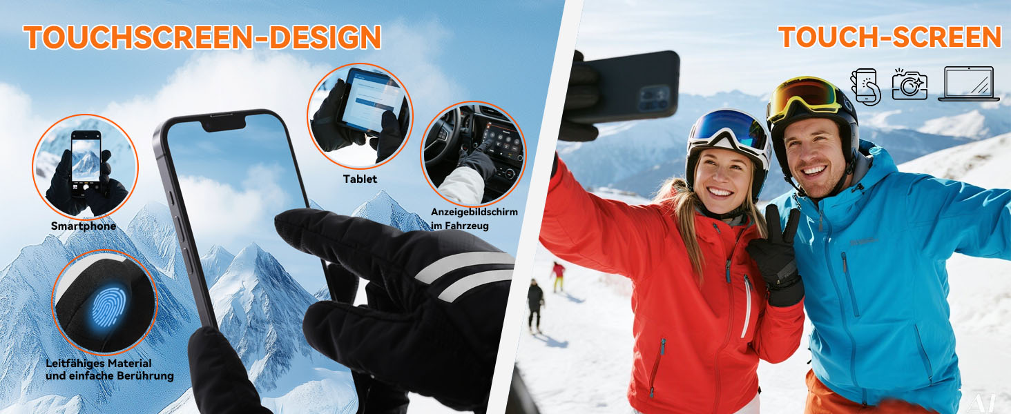 Електричні гріючі рукавички Rasfalo для чоловіків та жінок, акумулятор 2600mAh, 3 режими нагріву, водонепроникні, чорні