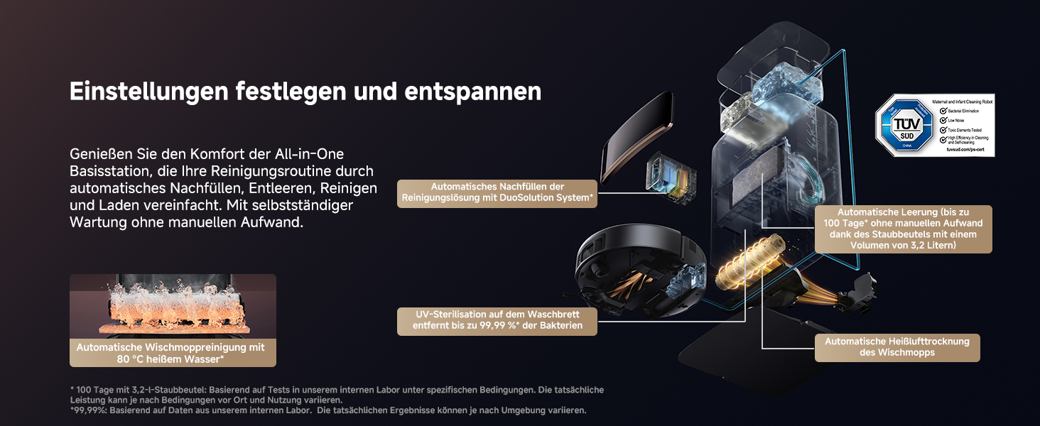 Робот-пилосос Mova Z60 Ultra Complete з вологою тканиною 28000 Па, LiftPro, перешкоди 8 см, DToF+Dual Laser+RGB/LED, AutoShield для килимів, MaxiReach моп & щітка, чорний