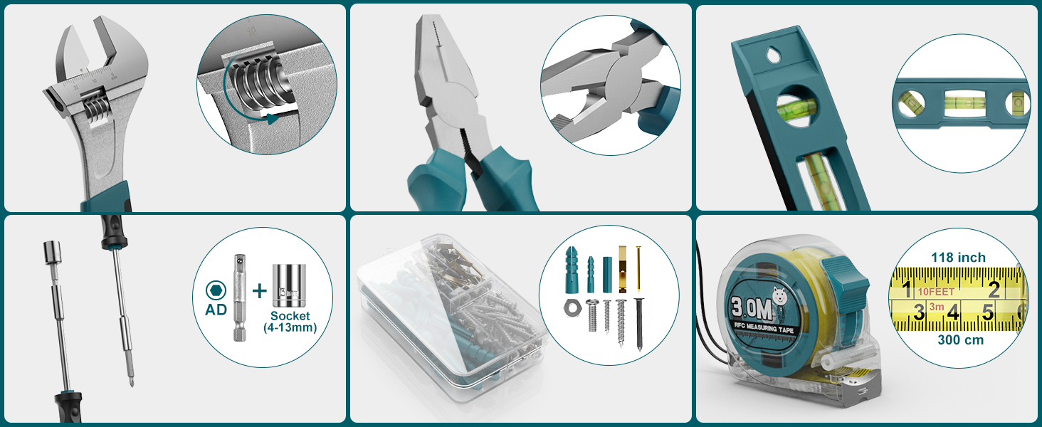 Набір інструментів Sundpey 257 предметів у кейсі: набір гайкових ключів, викруток, шестигранників, плоскогубців (синій)