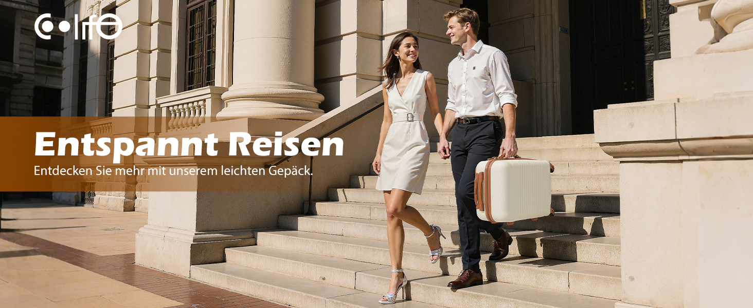 Набір валіз COOLIFE 3 шт: великий дорожній набір 71 см + сумка та косметичка | ABS, 360° колеса, TSA-замок | Ідеально для подорожей, круїзів, навчання за кордоном, сімейного відпочинку | Жовто-чорний колір