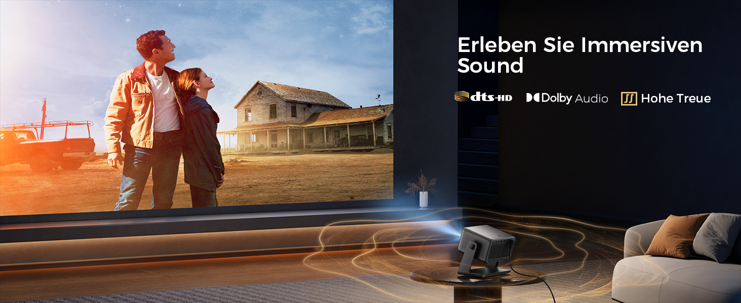 Проєктор AMEELA 1080P WiFi Bluetooth 30000 люмен: Dolby Audio, Netflix, Android/iOS/PS5