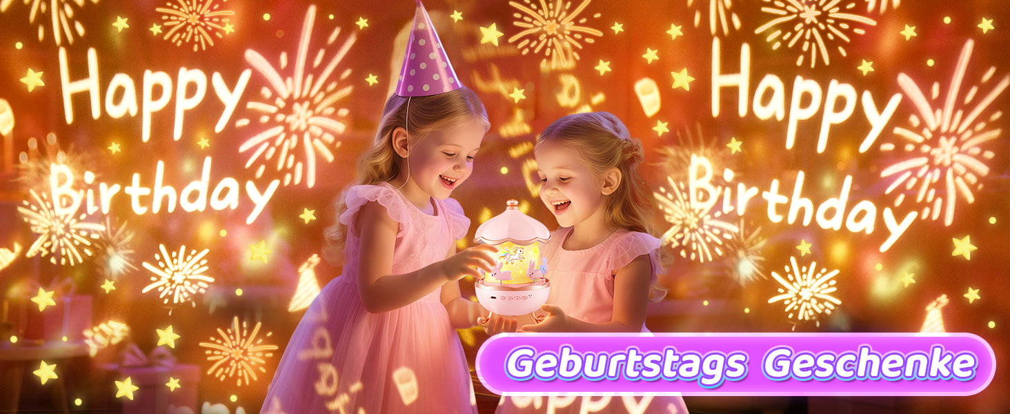 Дитячий нічник-проектор One Fire у формі єдинорога: 15 фільмів, 15 варіантів білого шуму, дистанційне керування, акумулятор 1200mAh, обертання 360°, подарунок для дівчаток 3-12 років