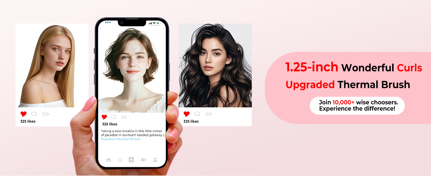 UKLISS Hairstyler 5 в 1: Фен-щітка, стайлер для волосся, плойка, насадки для об'єму та випрямлення (Класичний Рожевий)