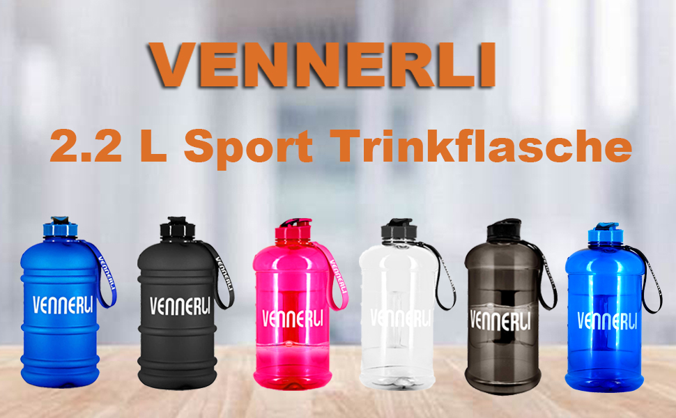 Спортивна пляшка для пиття VENNERLI 2,2 л матово-чорна