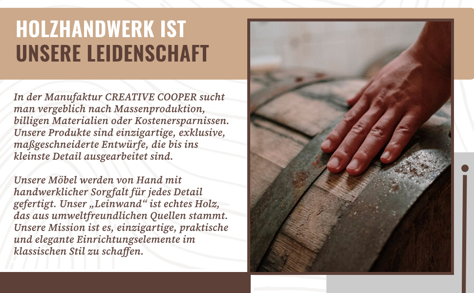 Дерев'яна винна шафа-бар Fass від Creative Cooper з LED підсвічуванням, 80x50 см - Рустичний декор для дому