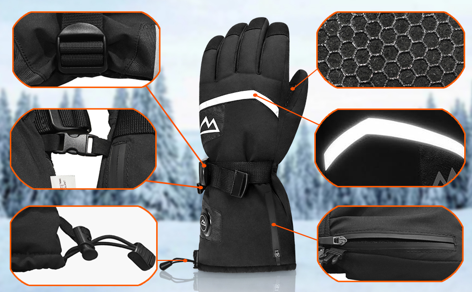 Обогріваючі рукавички Loowoko з акумулятором 7.4v 3000mAh (2 шт.), 3 режими нагріву, водонепроникні, з підтримкою сенсорного екрану, USB для роботи на відкритому повітрі, мотоцикла, велосипеда, катання на лижах, альпінізму, піших прогулянок