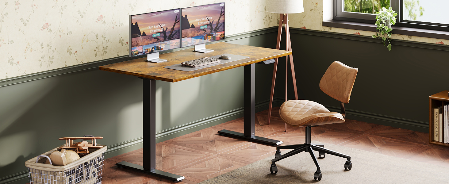 Регульований стіл OffiGo з 2 моторами: чорний, USB-C, 100-200 см, 3 пам'яті