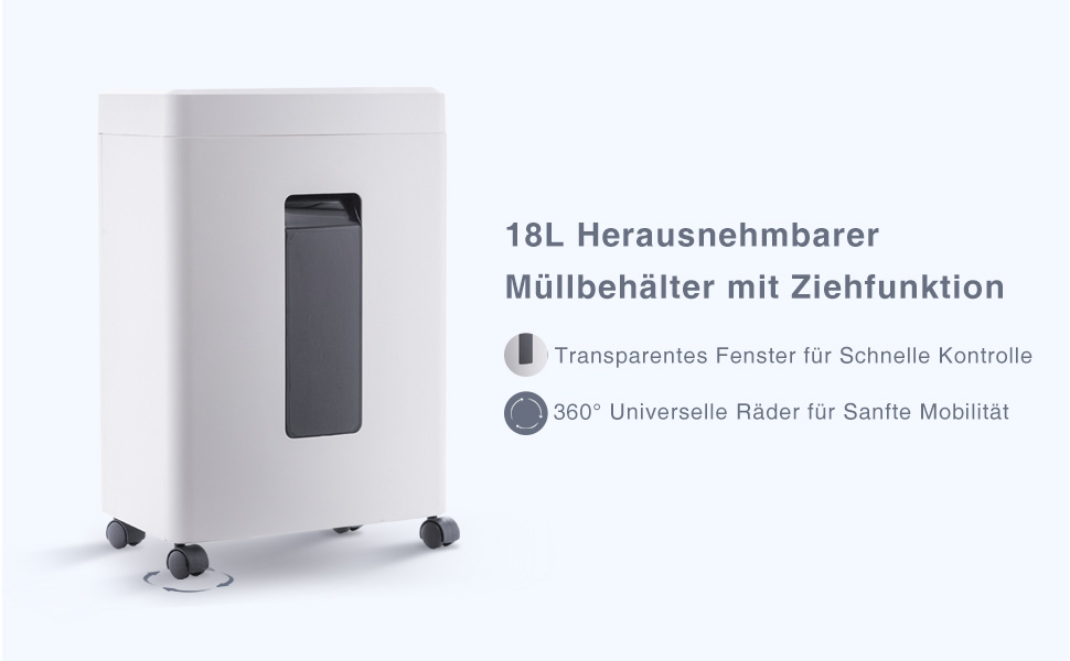 Шредер для паперу P4 з перехресним різанням: 60 хв безперервної роботи, знищення кредитних карт та скріпок. Офісний та домашній шредер з 21л контейнером, тихий, білий (бежевий, 10 аркушів)