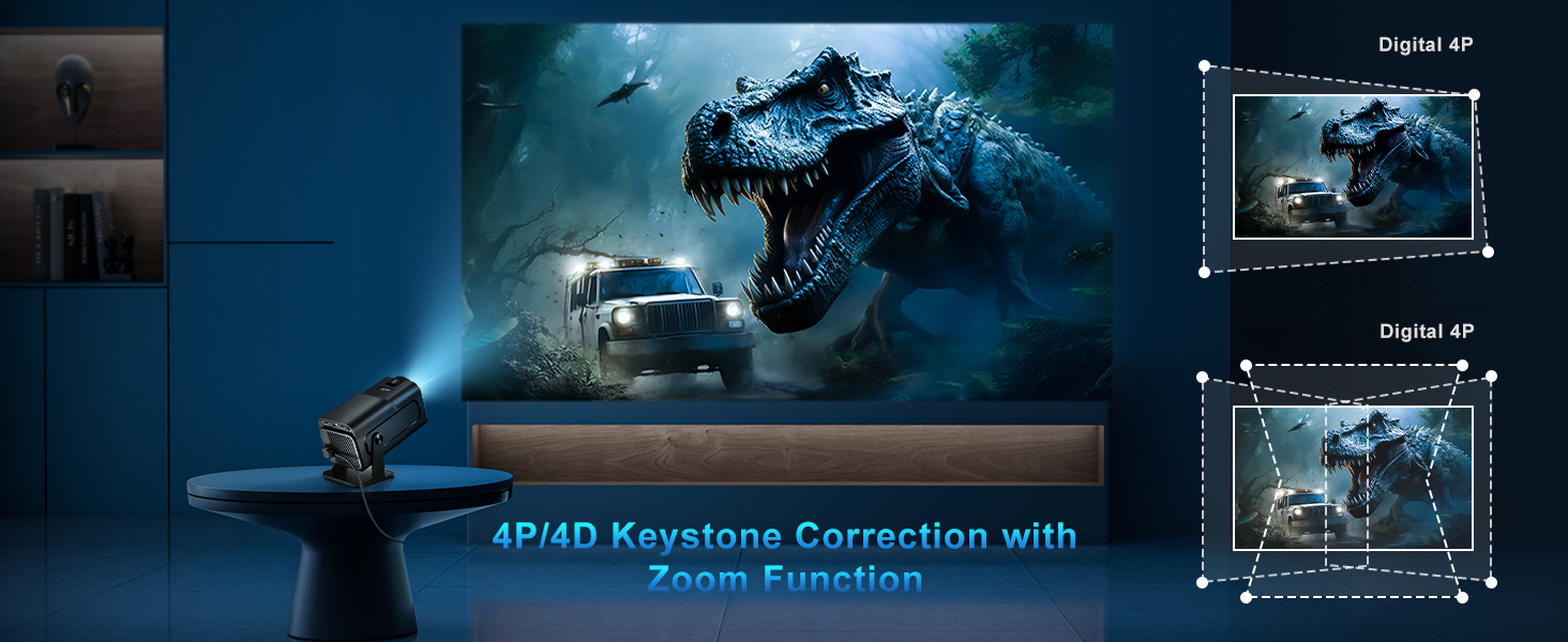 Портативний проєктор Mini Beamer 4K з підтримкою WiFi 6 та Bluetooth 5.4. Підходить для Android 11, HDMI, TV Stick, Laptop. Автоматична корекція траєкторії, обертання 360° (HY320)