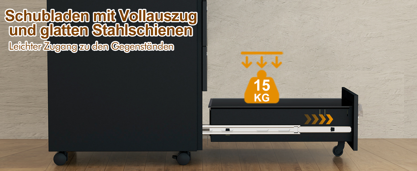 Роликовий контейнер HOMSTEEL з 3 замками, 3 висувні ящики, для офісу та дому, білий (44 x 37 x 60 см)