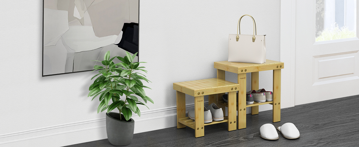 Вінтажний бамбуковий пуф-табурет - 27x23x25 см. Міцний, антиковзний, для дітей, як журнальний столик, підставка для квітів