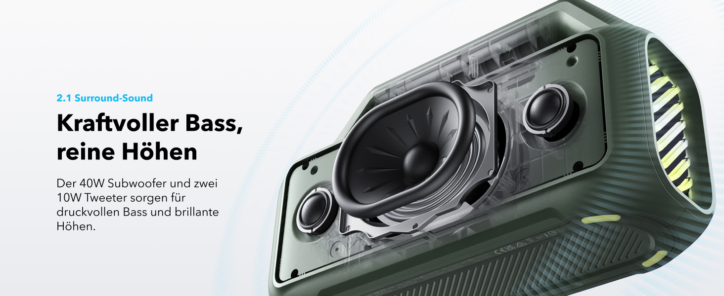 Soundcore Boom 2 - Портативна Bluetooth Колонка, 80W, Сабвуфер, LED, IPX7, 24h, USB-C, BT 5.3
