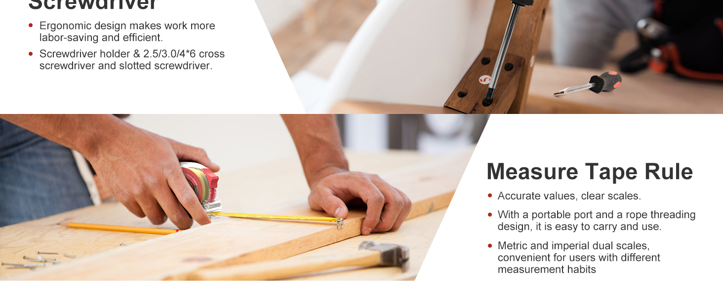 Набір інструментів Sundpey 148 предметів у кейсі: універсальний набір для дому з викруткою-тріскачкою, шестигранниками, плоскогубцями та тестером напруги для чоловіків і жінок (червоний)