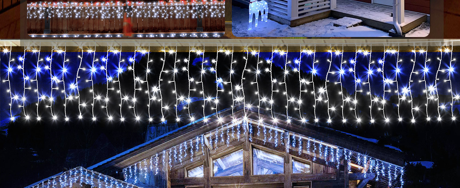 Світлодіодна гірлянда-завіса Eisregen для вулиці, LED світловий дощ (холодне біле світло, 10м x 30м)