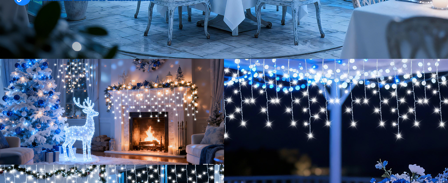 Світлодіодна гірлянда-завіса Eisregen 624 LED (5м), біле світло, водонепроникна IP44 з таймером та 8 режимами для вулиці та дому