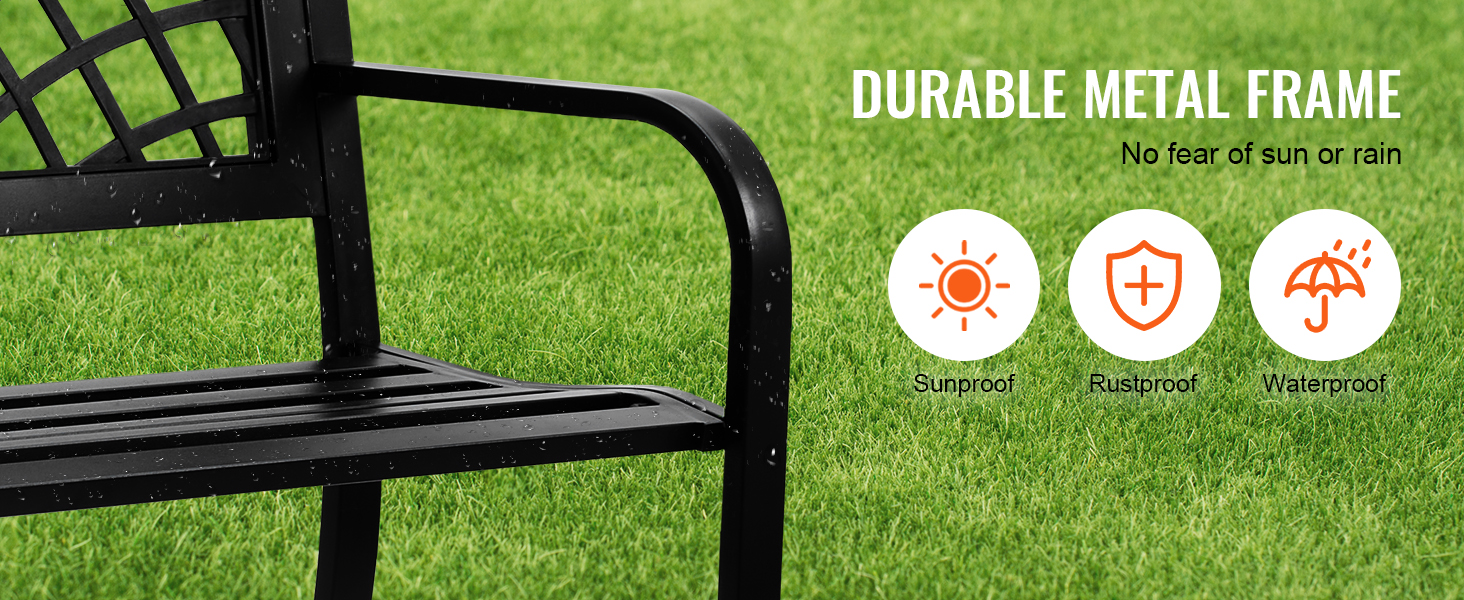 Металева лавка для саду та тераси VEVOR, 1163 мм, міцна (218 кг), на 3 особи, з підлокітниками та спинкою, вінтажний стиль