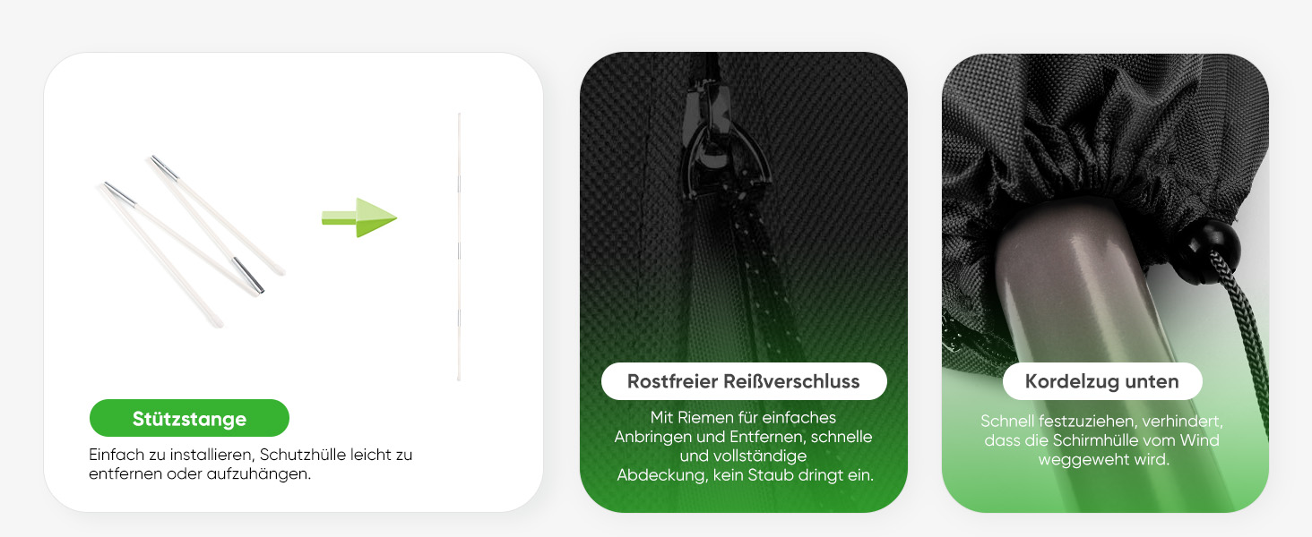 Захисний чохол для парасольки (220 x 30/50 см, чорний)