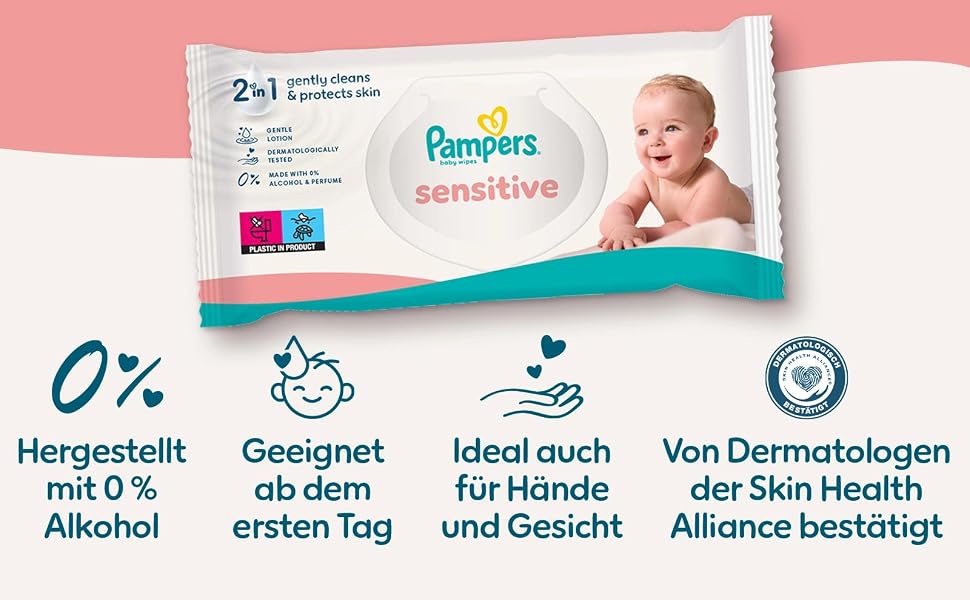 Вологі серветки для дітей Pampers Sensitive, 12 пачок по 80 шт (загалом 960 шт)