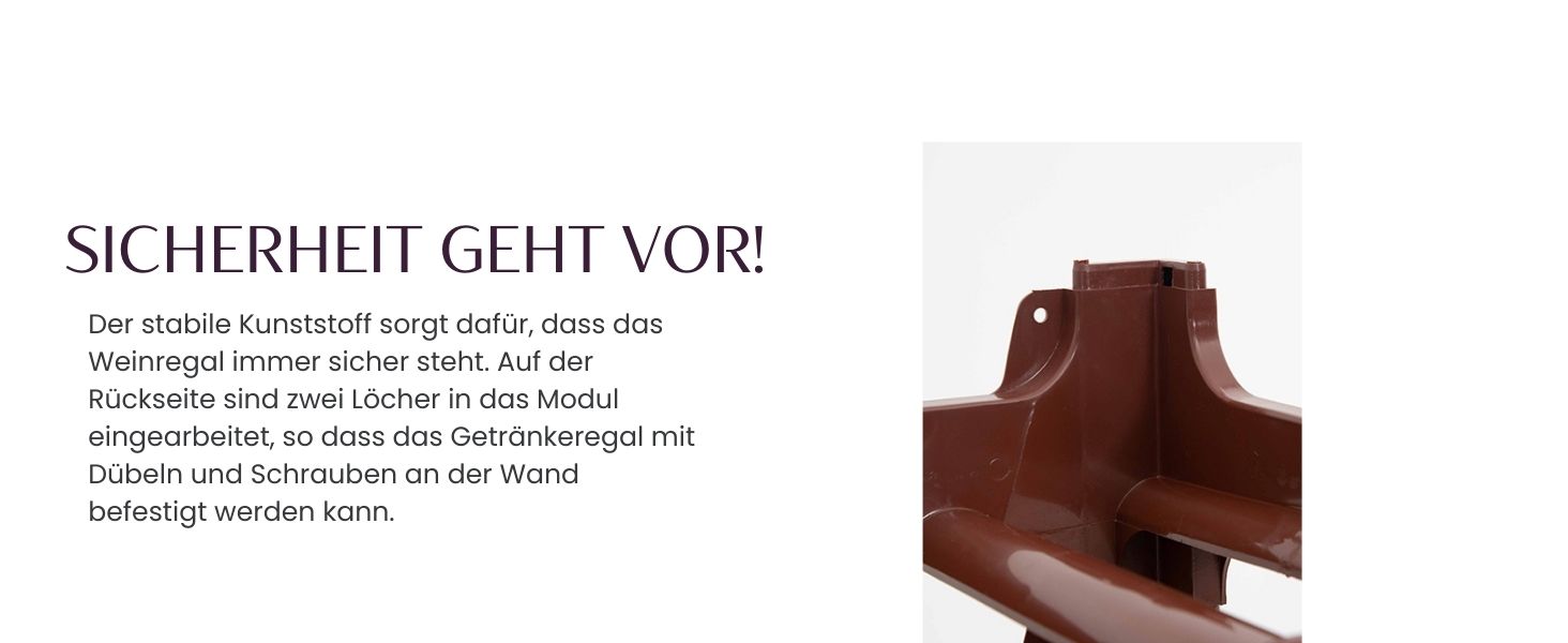 Пластикова полиця для пляшок Novaliv на 36 пляшок, розширювана, коричнева. Полиця для вина, напоїв, спиртних напоїв. Система зберігання пляшок, шафка для пляшок