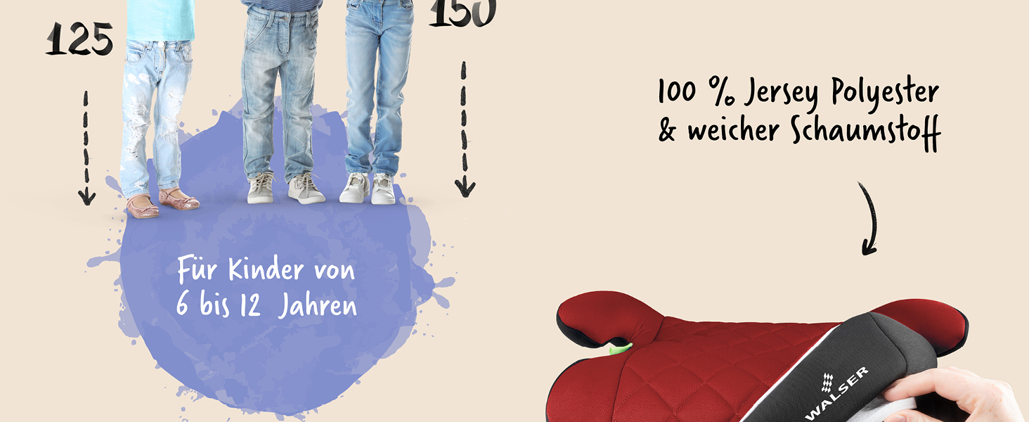 Автобустер WALSER Premium Andy ISOFIX 125-150 см, чорний - Дитячий автокрісло підвищувач ECE R129 (2024)