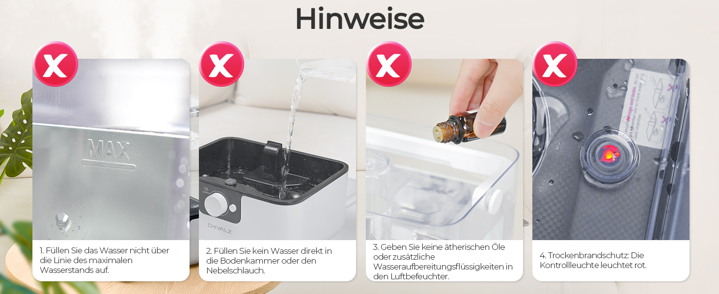 Зволожувач повітря Chivalz Top Fill для великих кімнат 6л з нічником, обертовою на 360° форсункою, 50 год роботи, аромадифузор для спальні, дитячої, рослин, немовлят, білий + 2 виходи туману