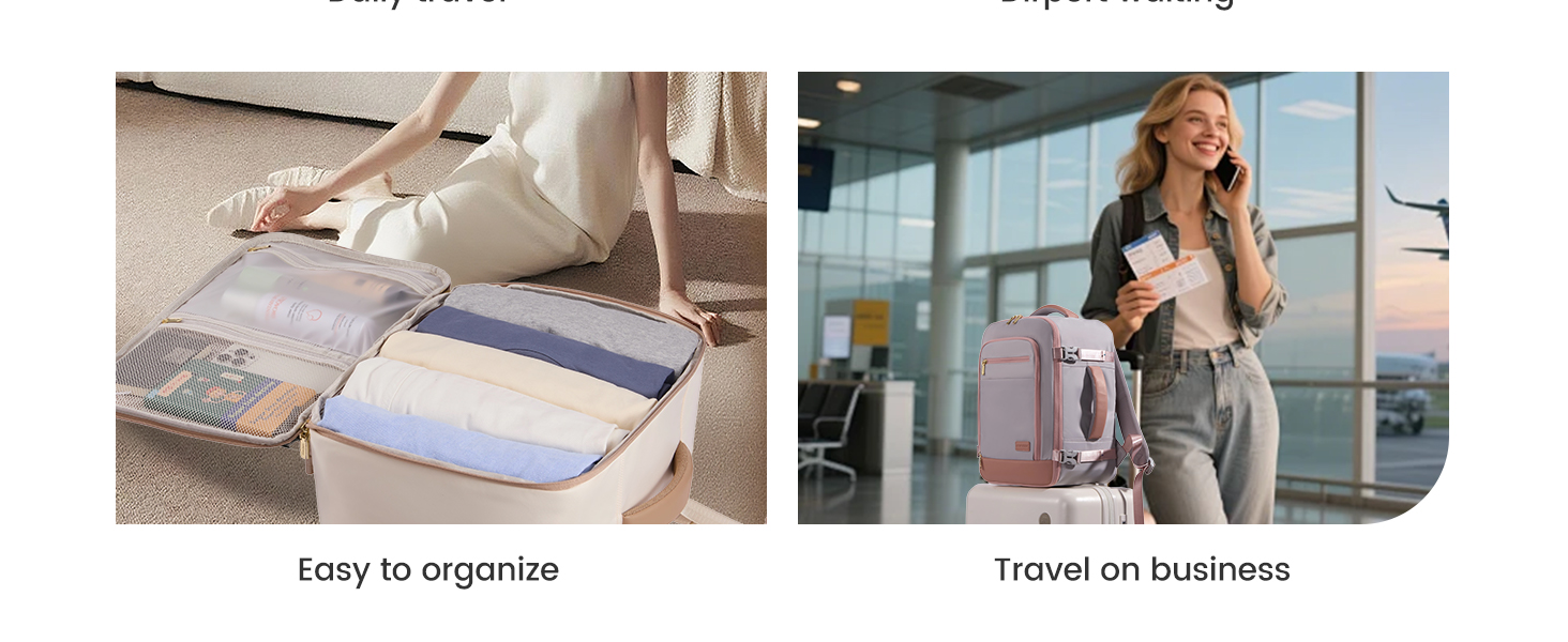 Рюкзак LOVEVOOK для ручної поклажі Ryanair, 40x20x25 см, 20L, бежевий/хакі. Підходить під вимоги авіакомпанії, для ноутбука, під сидіння літака