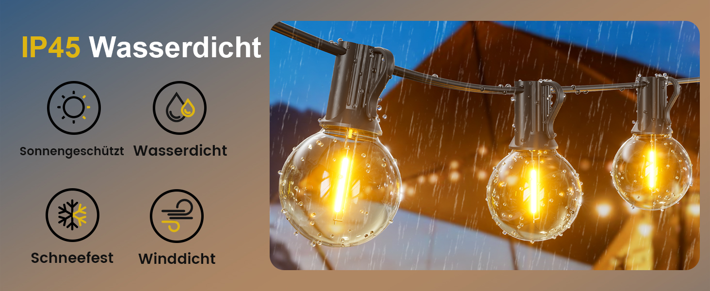 Гірлянда світлодіодна вулична Yuusei 60м з димером, IP45, 82 LED G40 для саду, тераси, вечірки