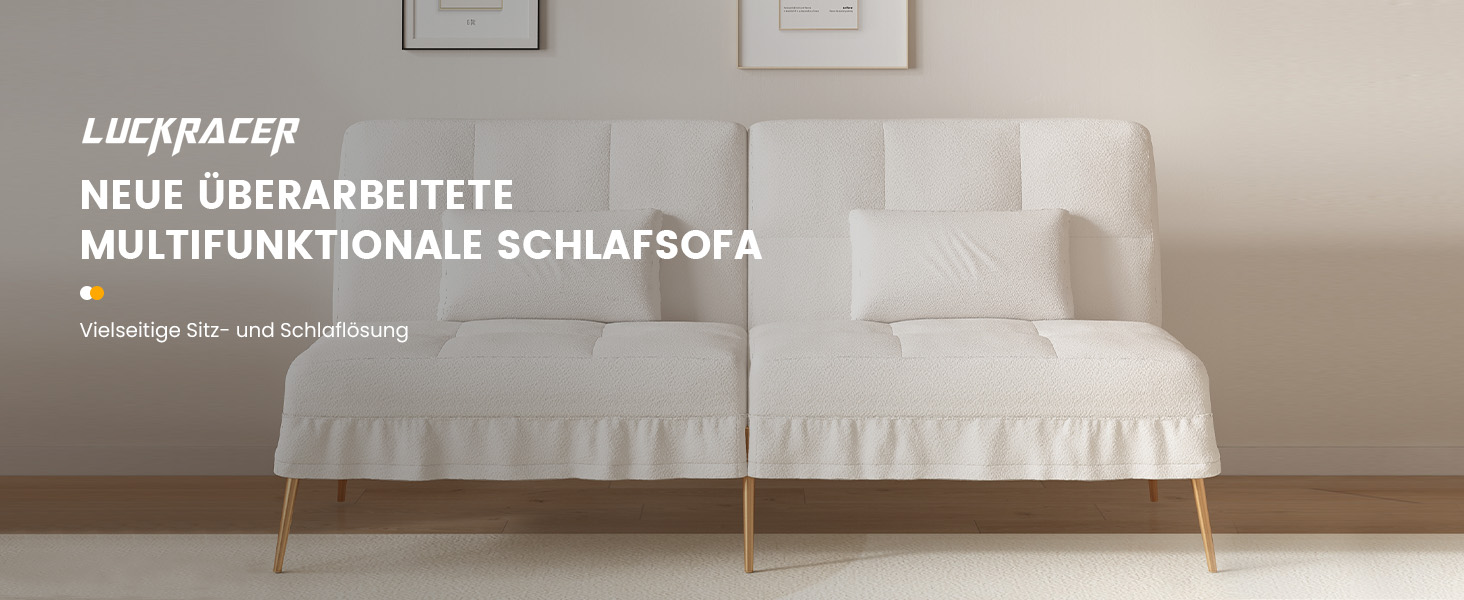 Диван-ліжко LUCKRACER 3-місний з функцією сну, обтягнутий штучним оксамитом (Teddy Velvet), білий. Ідеальний для вітальні та квартири.