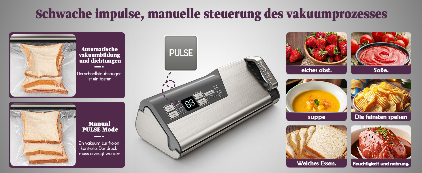 Вакууматор Mesliese для продуктів, 140 Вт, 95 кПа, з подвійним швом, вбудованим різаком та відсіком для рулонів, сірий