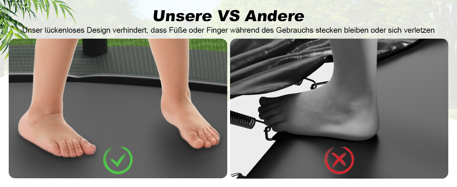 Батут садовий Flamaker Ø228/305/366/427 см з захисною сіткою, до 150 кг, для дітей та дорослих, чорний