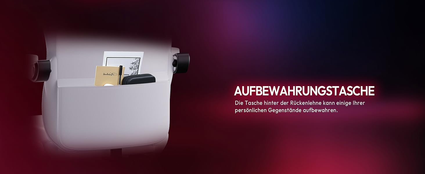 Ігровий крісло Dowinx з RGB підсвічуванням, LED, з підніжкою, для дорослих, ергономічний, з масажем попереку, з PU шкіри, білий