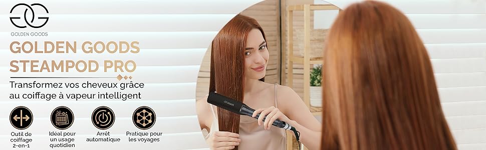 Випрямляч для волосся 2-в-1 Golden Goods з керамічним покриттям та титановими пластинами 42мм, LCD-дисплей, швидкий нагрів 25с, 10 температурних режимів 100-230°C