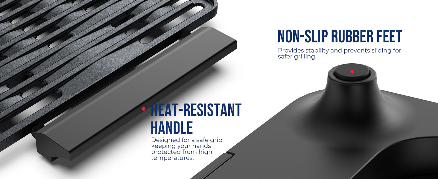 Електричний гриль FIMEI для столу 1800W з антипригарним покриттям, регулюванням температури, для балкону, дому та вулиці, з піддоном для збору жиру (можна мити в посудомийній машині)