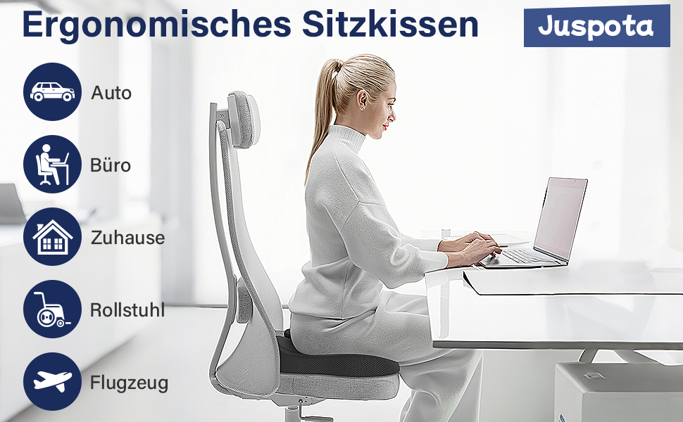 Ортопедична подушка для сидіння, ергономічна подушка для офісного крісла, подушка для куприка, комфортна подушка для стільця, зняття стресу, подушка для стільця, сидіння для автомобіля та офісу - чорна