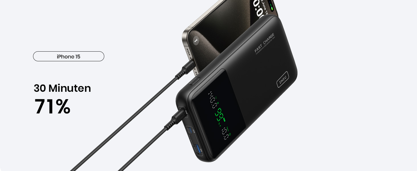 Power Bank INIU 27000mAh 140W: зарядний пристрій для телефону та ноутбука, сумісний з MacBook Pro, Steam Deck, iPhone (17, 16, 15, 14, 13, 12 Pro), Samsung S23, iPad та ін. Чорний