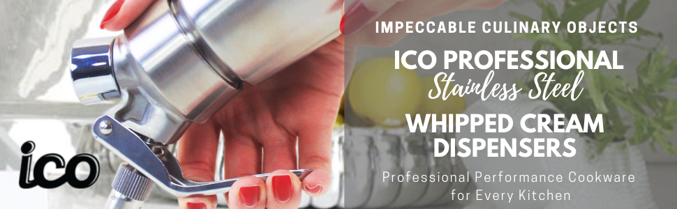 Професійний дозатор для вершків ICO 500 мл з нержавіючої сталі - сифон для капсул з вершками - пляшка Espuma для десертів